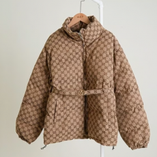 GUCCI 구찌 GG 캔버스 벨티드 봄버 다운 자켓