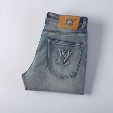 LOUIS VUITTON 루이비통  LV 자수패치로고 스판 데님진