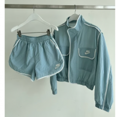 NIKE 나이키 N 여성 로고 라인 포인트 집업+반바지 세트