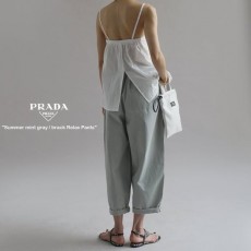 PRADA 프라다 와이드 와그락 면 팬츠