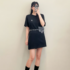 DIOR 크리스찬 디올 엠브로이드 오블리크 테리 원피스 & 오블리크 미니 파우치 벨트백 셋