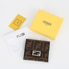 FENDI 펜디  브라운 패브릭 반지갑