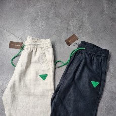 BOTTEGA VENETA 보테가베네타 가죽로고 린넨 밴딩팬츠