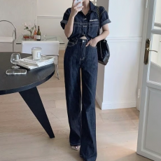 MIUMIU 미우미우 풀자수 밴딩데님 세트