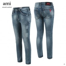 AMI 아미 레드하트 자수 워싱 청바지