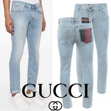 GUCCI 구찌 웹 비쥬장식 워싱 슬림진