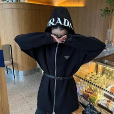 PRADA 프라다 후드나염 벨트집업