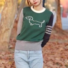 THOM BROWNE 톰브라운 그린 배색 라운드 니트