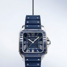 CARTIER 까르띠에 산토스 블루다이얼 블루스트랩