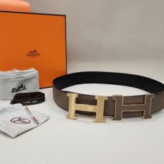 HERMES 에르메스 24  H 가죽버클 리버서블 양면 벨트