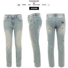 톰* 23FW 블랙 패치 녹워싱 연청 슬림 일자진