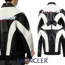 23FW 스틸로고 배색 세미오버 레더 자켓