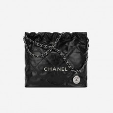 샤* 22 스몰 핸드백 샤이니 카프스킨 실버/블랙 AS3261 B08038 94305 ㅡ 스몰