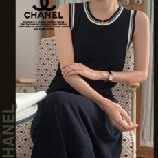 샤* 끝줄 배색 나시 롱 니트 원피스(8832)