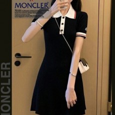 화이트 배색 카라 반팔 니트 원피스 (8668)