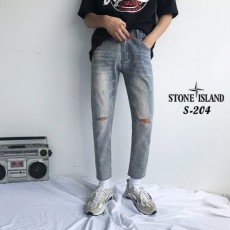 빈티지 워싱 무파진 백로고 청바지