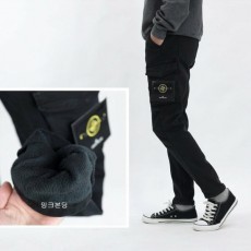 면원단 융기모 블랙 팬츠