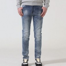 디* 수입고급 블루 코튼 블렌드 슬림핏 진