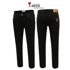 아* 엠보 블랙 스판 슬림일자 팬츠