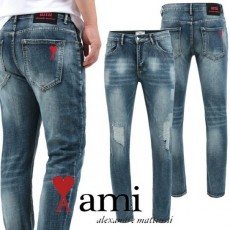 아* 23SS 하트 자수 데미지 덧댐 슬림진