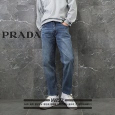 프** 시그니쳐 블루 라벨 패치 슬림핏 워싱데미지 청바지