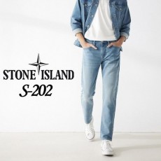 테이퍼드 밴딩 백로고 연청바지