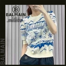 발* 견장 버튼 인타르시아 반팔 니트 (1386)