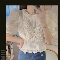 미*** 레이스 나비 큐빅 니트 (8676)