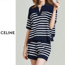 셀** 스트라이프니트 반바지투피스