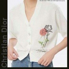 디* 장미 자수 반팔 니트 가디건 (8772)