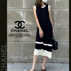 샤* BW(블랙&화이트) 민소매 롱 니트 원피스(8768)