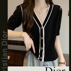 디* 라인배색 반팔 니트 가디건(8812)