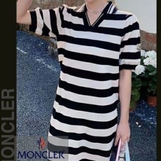 줄 브이 카라 반팔 니트 원피스 (8782)