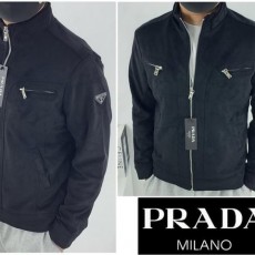 PRADA 프라다 로고 스웨이드 봄버 자켓