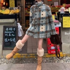 BURBERRY 버버리 하이넥체크코트