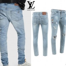 LOUIS VUITTON 루이비통 멀티모노 프린팅 데미지 워싱 청바지