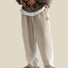 빅패치 로고 체스 니트 와이드 밴딩팬츠