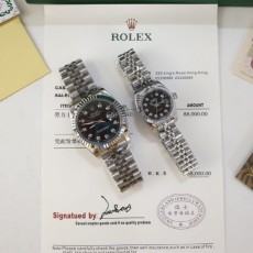 로** 텐포인트 검판 실버 메탈 시계 -커플-