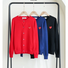 COMMEDESGARCONS 꼼데가르송 빅레드하트 로고 라운드 니트 가디건