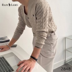 POLO 폴로 유니크 사선 케이블 V넥 가디건