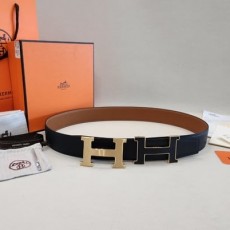 HERMES 에르메스 24  H 가죽버클 리버서블 양면벨트