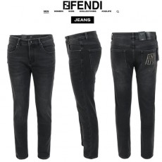 FENDI 펜디 레터링 자수 로고 블랙 슬림 일자진