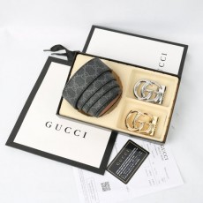 GUCCI 구찌 투버클 컷팅 GG블랙패턴 벨트
