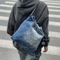 샤* 22 Washed Denim & Silver-Tone Metal 라이트 블루, 블루 AS3261 B10439 NM981