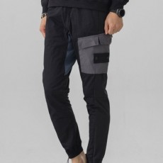 블루 밴딩 포인트 조거 팬츠