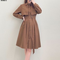 여성 트렌치 긴팔 벨트 원피스