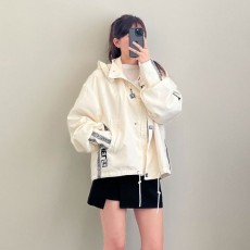 샤* 여성 빅로고 오버핏 봄버 후드 자켓